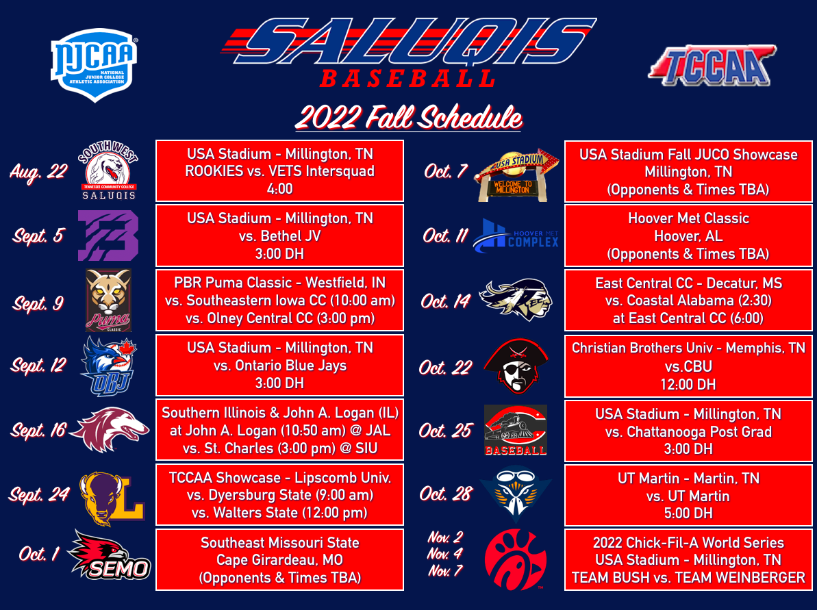 Southwest Baseball 2022 Fall Schedule